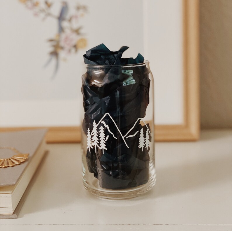 Mountains 16oz Beer Can Glass Etsy