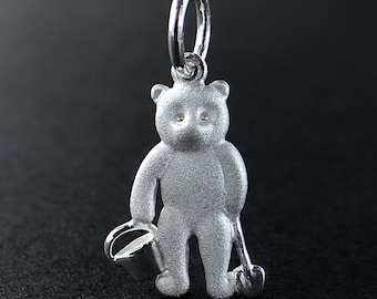 Ciondolo orsetto in argento sterling con secchiello e paletta