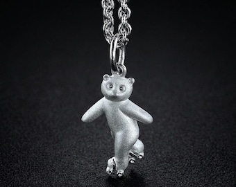 Sterling Silver Rollerskating Teddy Bear Charm Bracelet