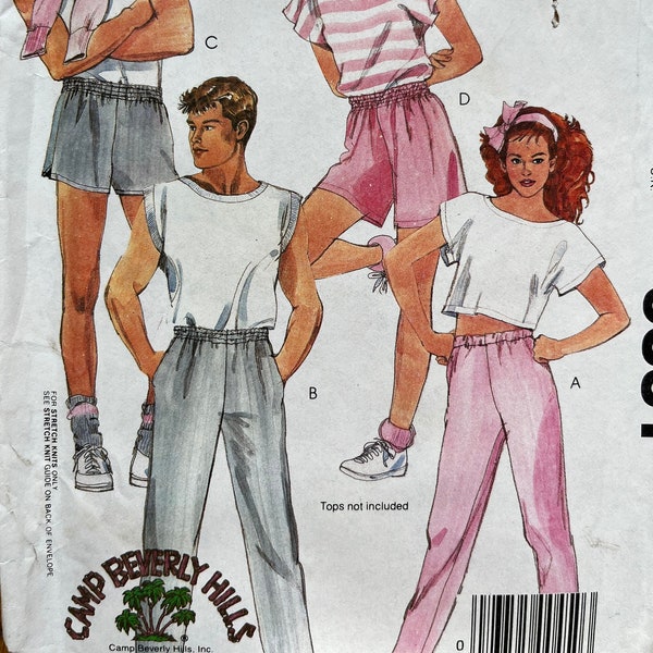 McCalls 9531, Uncut, Knit Joggers, Knit Shorts, 1980s Athletic wear, 80s Gym Shorts, Size Medium