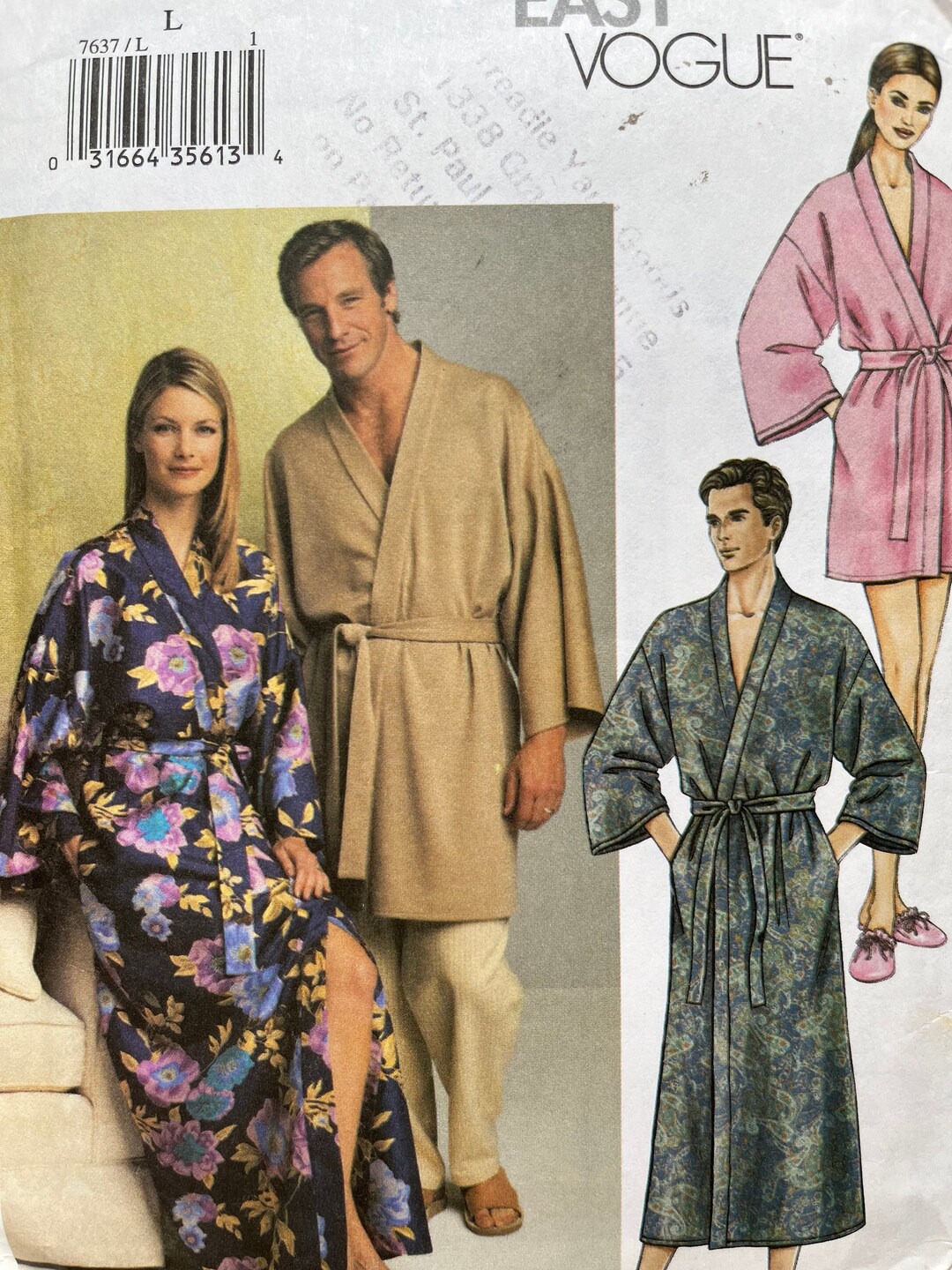 Vogue 7637 Uncut Very Easy Vogue Dressing Gown Bathrobe Etsy