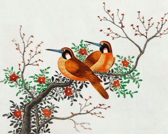 Two Birds On A Flowering Tree -  PDF cross stitch pattern
