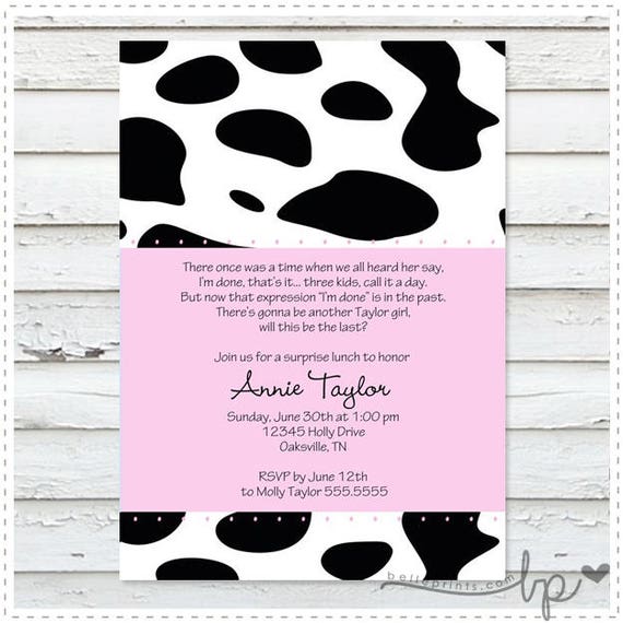 cow themed baby shower invitations