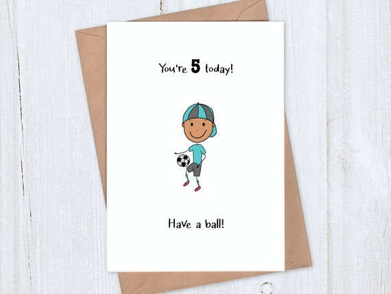 5th Birthday BOY FOOTBALL Quality HAPPY BIRTHDAY Card Age 5 