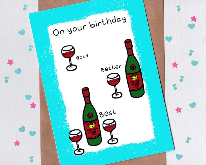 Birthday Card Friend Wine Lover Etsy