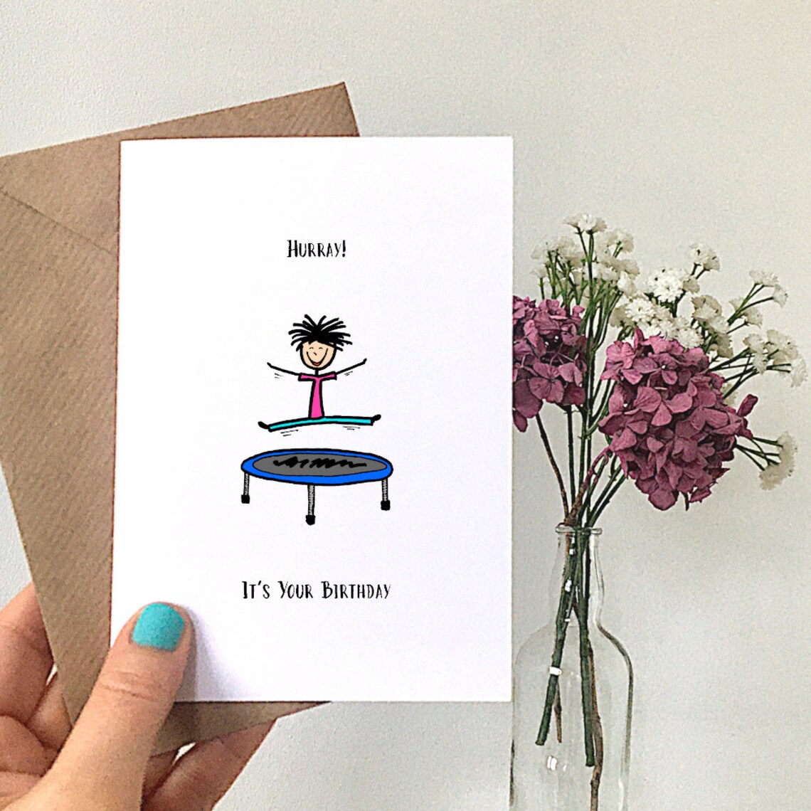 Trampolin Geburtstagskarte Süße Trampolin karte Etsy