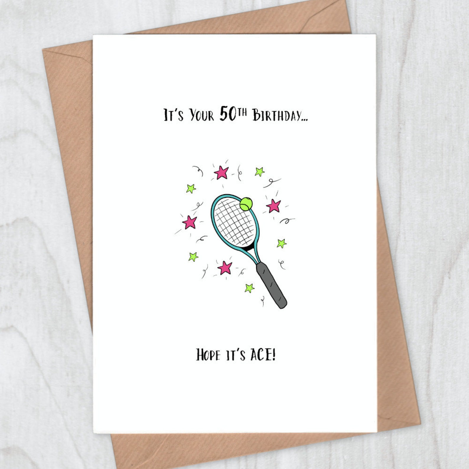 50th Birthday Card for Tennis Player or Sports Fan Etsy India