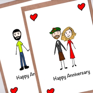 カップルのポートレート付きカスタム結婚記念日カード