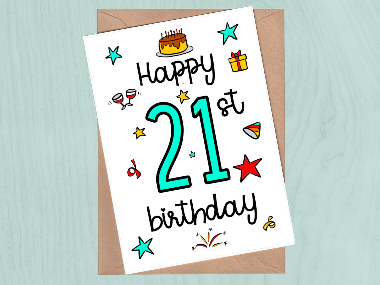 21. Geburtstagskarte alles Gute zum 21. Geburtstag | Etsy
