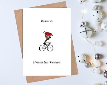 Cycling Christmas Card - Wheelie Great Christmas Card for Cyclist