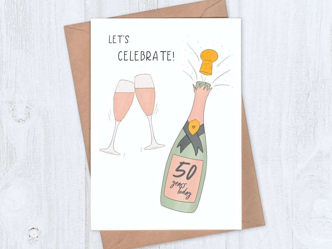 Pink Champagne 50th Birthday Card 50 - Etsy UK