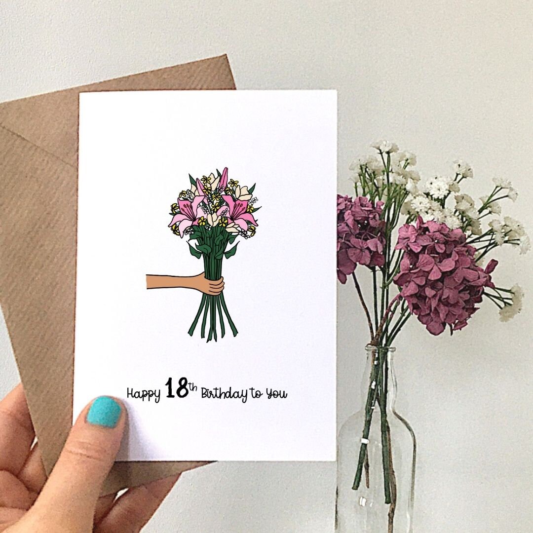 Flowers 18th Birthday Card Happy 18th Birthday to You Etsy