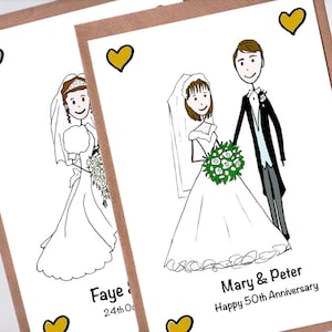 Carte 50e anniversaire portrait personnalisée - Noces d'or