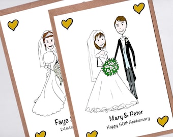 Custom Portrait 50th Anniversary Card - Golden Wedding Anniversary