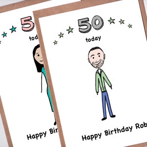 Personalisierte Porträt Karte zum 50.Geburtstag