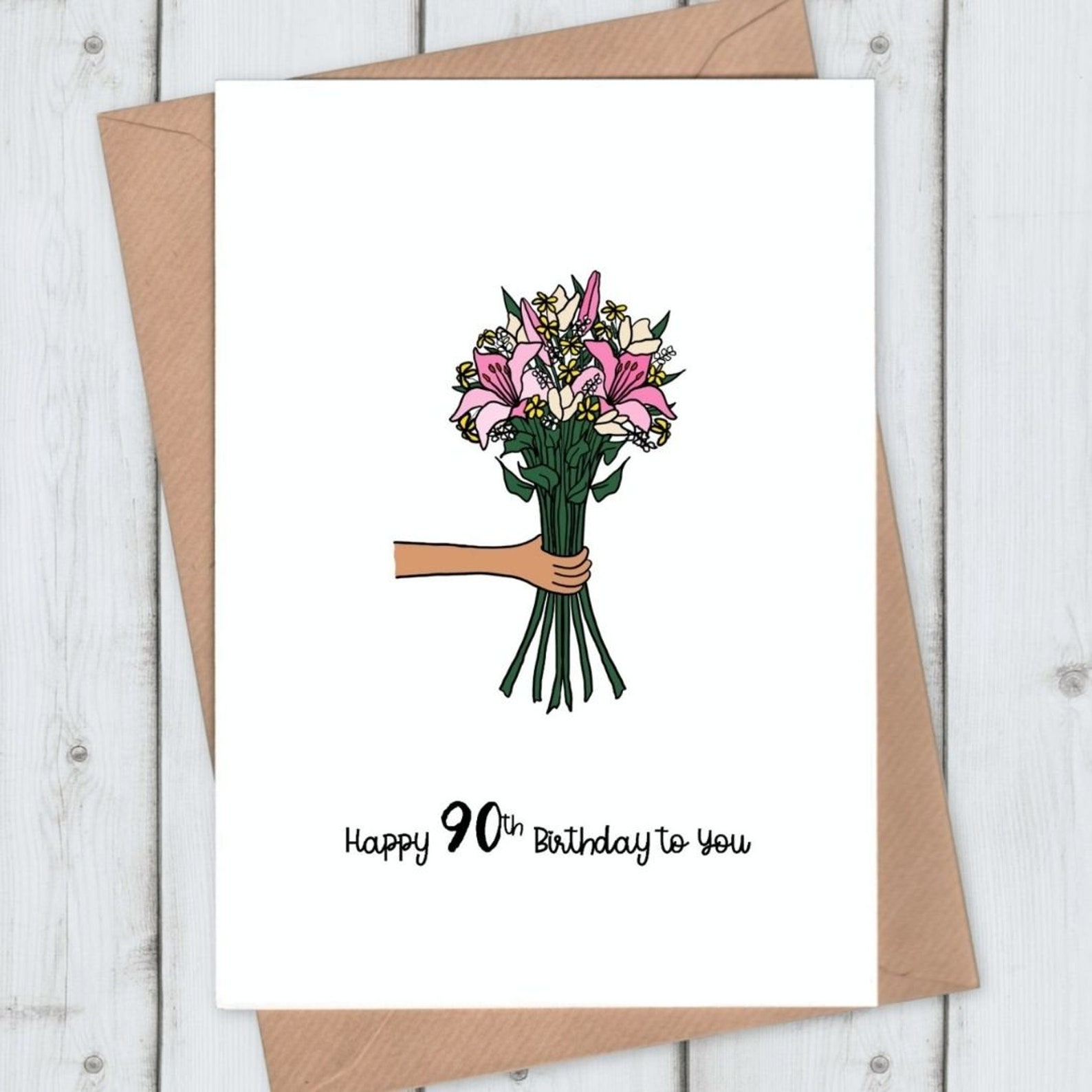 Flowers 90th Birthday Card Happy 90th Birthday to You Etsy UK
