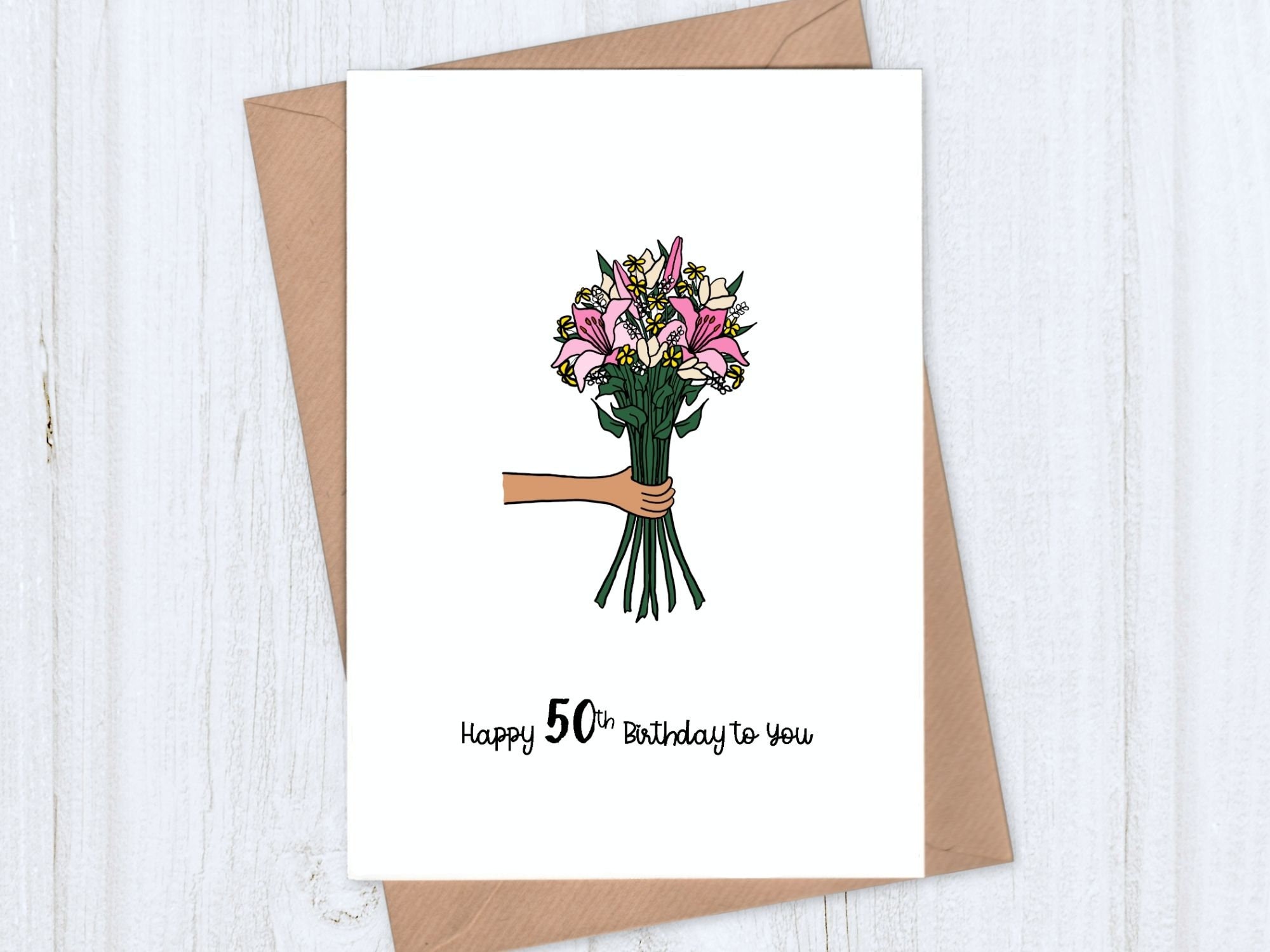Flowers 50th Birthday Card Happy 50th Birthday to You Etsy UK