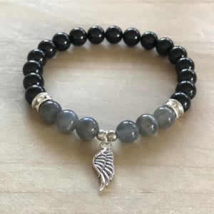 Protection Bracelet, Black Tourmaline Bracelet, Labradorite Bracelet, Mala Bracelet, Yoga Bracelet, Spiritual Bracelet, Energy Bracelet