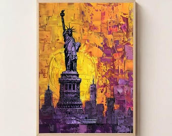 Statue of Liberty Wall Art – New York City Printable Landmark, Modern New York Digital Download, Urban Travel Poster, Modern Wall Art