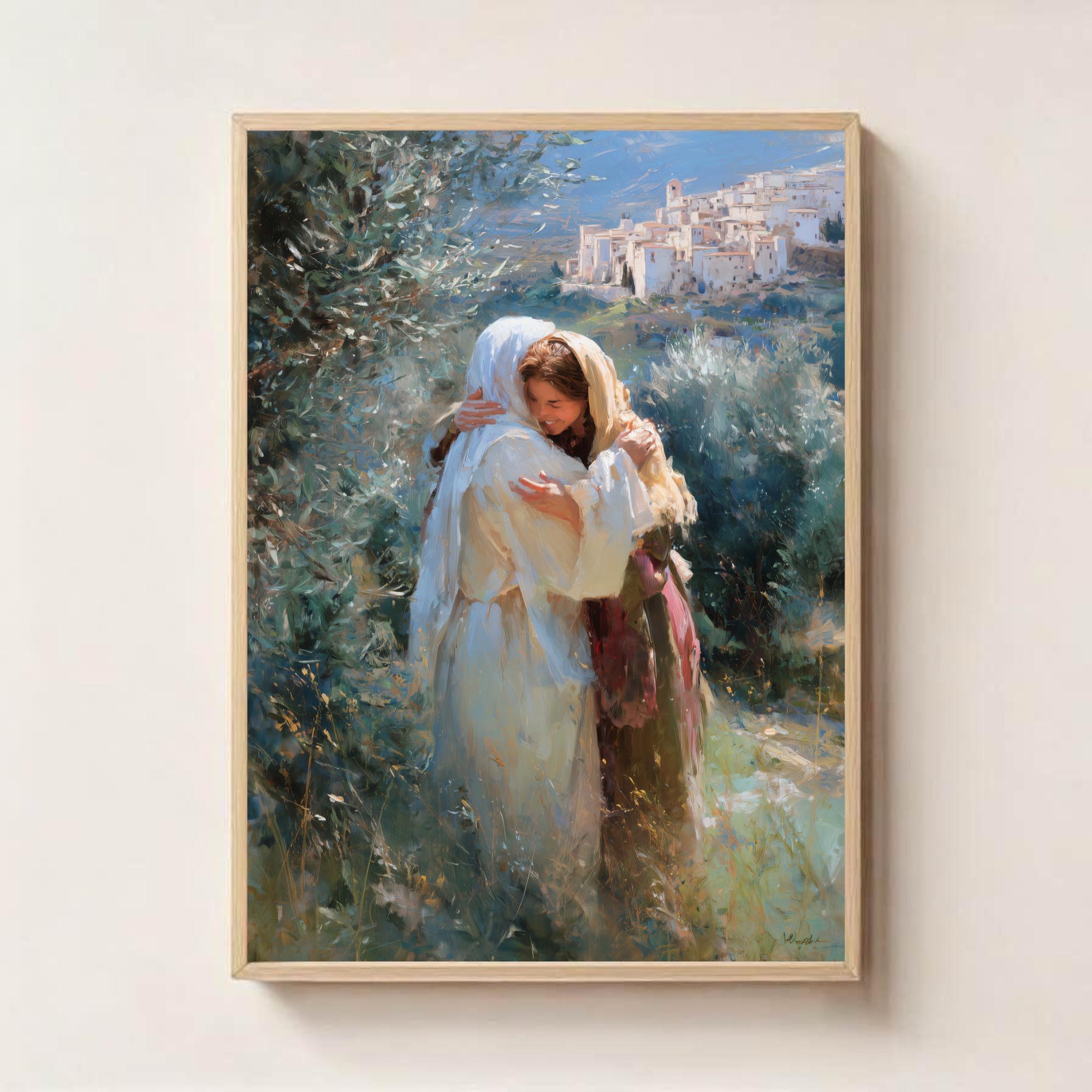 Scriptures On Visitation Mary and Elizabeth – the Visitation Bible Scene, Tender Spiritual Art ...
