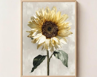Sunflower Botanical Wall Art Print: Bright Rustic Home Decor (Digital Download)