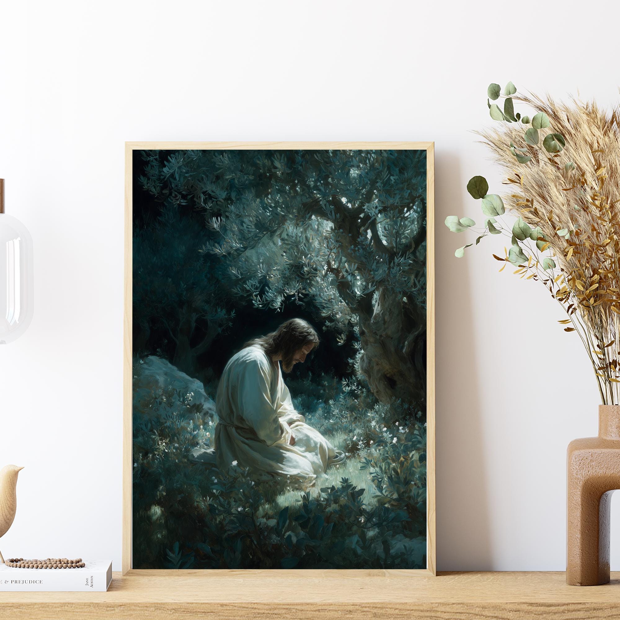 Jesus Praying in Gethsemane Art Print | Garden of Olives Christian Art ...