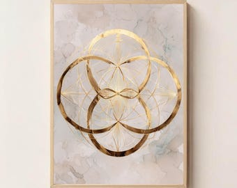 Vesica Piscis heilige geometrie muurkunst – spiritueel symbool print, geometrisch boho decor, mystieke kunstwerken, spirituele kunst print