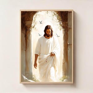 He is Risen, Jesus Print, Christian Printable Art,  Jesus Poster, Bible Art, Jesus Digital Art, Jesus Printable, Spiritual Wall Art