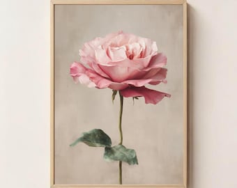 Impresión de rosa suave: elegante arte floral para pared (descarga digital)