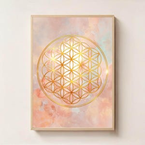 Seed of Life Sacred Geometry Wall Art | Spiritual Metaphysical Boho Decor | Flower of Life Art for Meditation & Yoga, Sacred Geometry Art