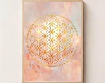 Same des Lebens Heilige Geometrie Wandkunst | Spiritueller Metaphysischer Boho Dekor | Blume des Lebens Kunst für Meditation & Yoga, Heilige Geometrie Kunst