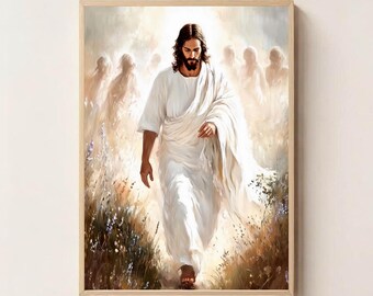 Jesus and the Journeying Souls Digital Wall Art - Christian Printable | Faith-Based Religious Home Decor | Instant Download Spiritual Art