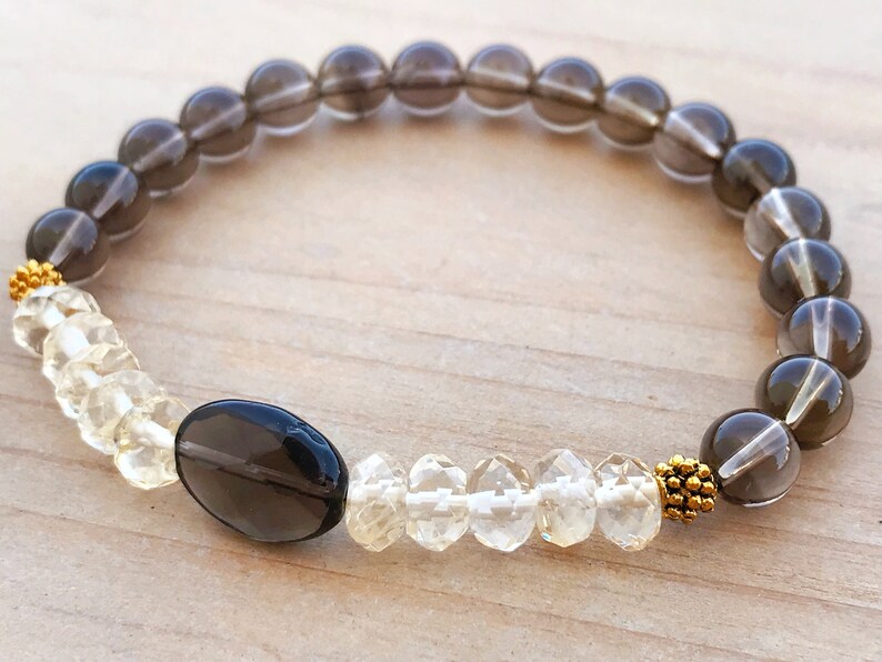 Good Luck Bracelet Smoky Quartz Bracelet Citrine Bracelet Etsy