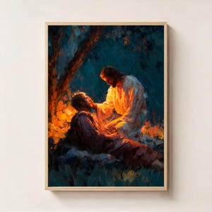 Jesus Healing the Soldier – Printable Christian Wall Art, Spiritual Digital Download, Bible-Inspired Comforting Artwork, Divine Mercy Scene