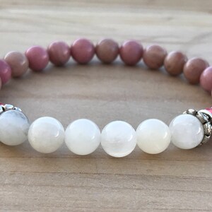 Soulmate Bracelet, Rhodonite Bracelet, Moonstone Bracelet,Yoga Bracelet,Boho Bracelet,Spiritual Bracelet,Mala Bracelet, Healing Bracelet