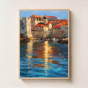 Croatia Wall Art Print – Old Town by the Sea – Coastal Europe Travel Poster – Mediterranean Architecture Digital Download