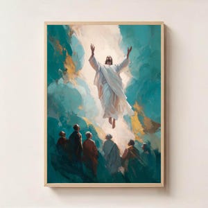 Ascension of Jesus Christ Digital Art Print – Biblical Scene Wall Decor, Christian Religious Artwork, Faith-Based Home Decoration
