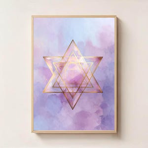Merkaba Star Sacred Geometry Digital Art / Stampa murale di attivazione del corpo di luce / Mandala geometrico del risveglio spirituale, arte con simboli sacri