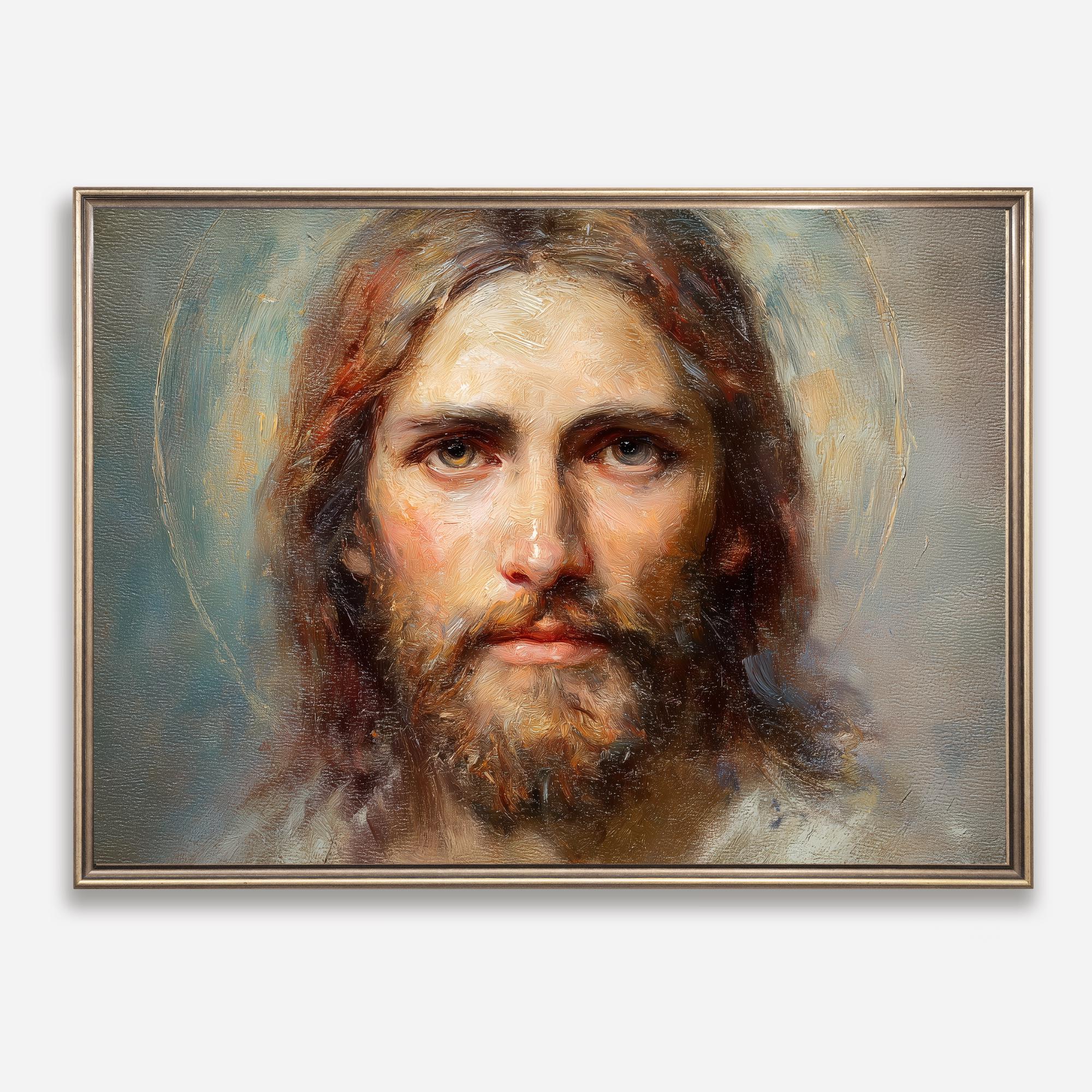 Jesus Portrait Digital Art Print – Peaceful Christian Wall Art, Face of ...