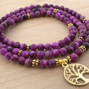 Sugilite Mala, 108 Mala Beads, Wrist Mala Bracelet, Spiritual Jewelry, Yoga Jewelry, Boho Jewelry, Sugilite, Healing Bracelet