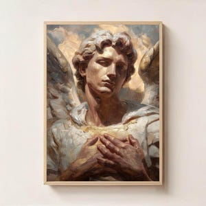 Archangel Guardian Angel Digital Art Print – Powerful Angel Wall Decor, Celestial Being Poster, Spiritual Protection Angel Artwork