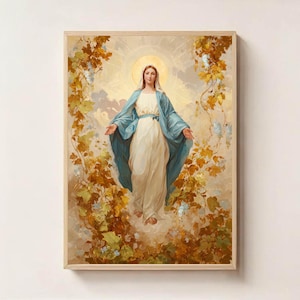 Our Lady of Grace Digital Art Print – Blessed Virgin Mary, Catholic Home Decor, Marian Wall Art, Mother Mary Printable Art