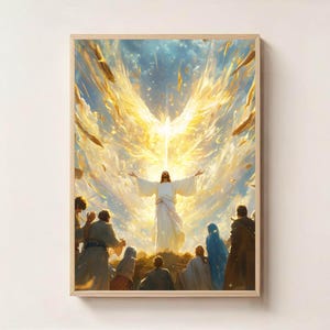 Jesus Ascending Into Heaven Digital Wall Art - Christian Printable | Faith-Based Religious Home Decor | Instant Download Spiritual Art