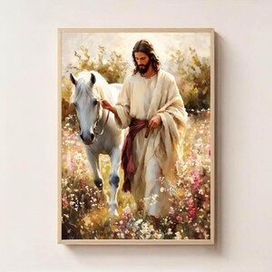 The Shepherd and the Steed Digital Wall Art - Christian Printable | Faith-Based Religious Home Decor | Instant Download Spiritual Art