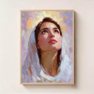 Virgin Mary Digital Art Print – Holy Mother Wall Decor, Blessed Madonna Poster, Catholic Sacred Art, Divine Feminine Religious Artwork
