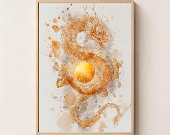 マネードラゴンの壁アート | エネルギーに満ちた繁栄と富のシンボル | 豊かさ、力、幸運のデジタルダウンロード