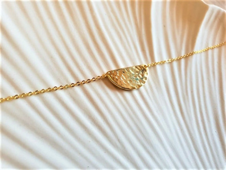 Gift For Her Delicate Necklace Sterling Silver 925 Daughter/'s Gift Necklace Gold Plated Necklace Dainty Necklace Hammered Necklace