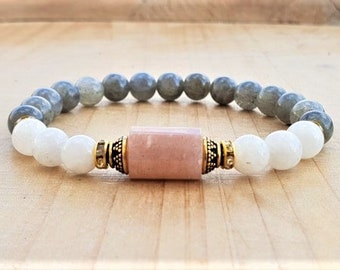 Protection & Abundance Bracelet, Sunstone, Moonstone, Labradorite, Yoga Bracelet, Energy Bracelet, Spiritual Bracelet, Mala Bracelet, Boho