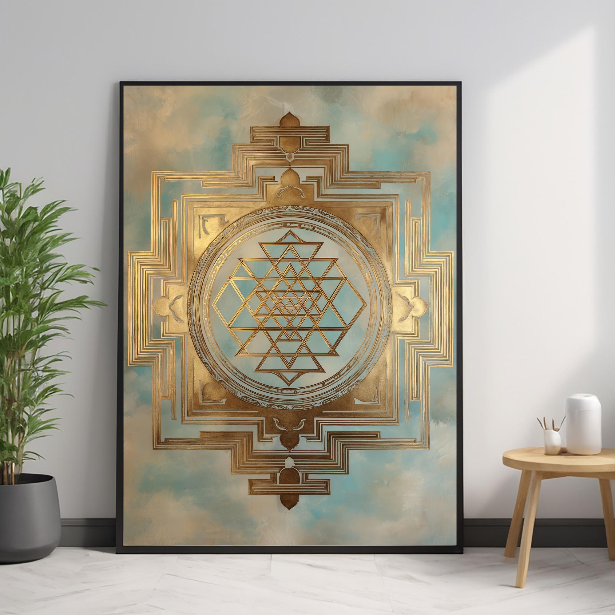 Sri Yantra Sacred Geometry Digital Art | Divine Balance Mandala Wall ...