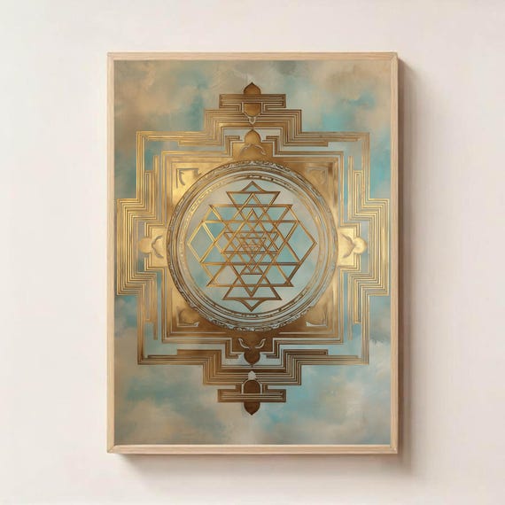 Sri Yantra Sacred Geometry Digital Art | Divine Balance Mandala Wall Print | Meditation Energy Symbol